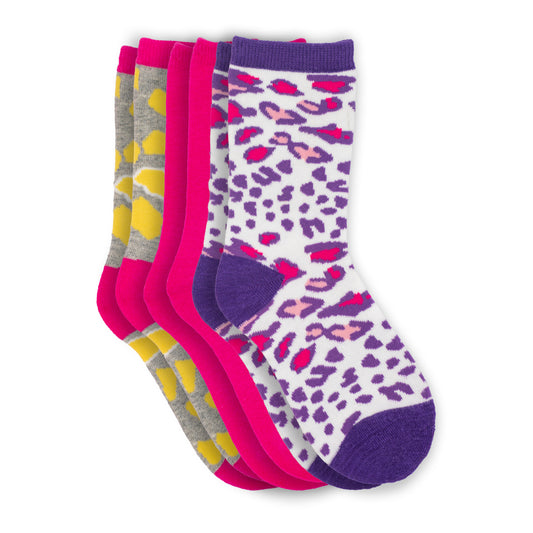 3-Pack Girl's Animal Assorted Crew Socks