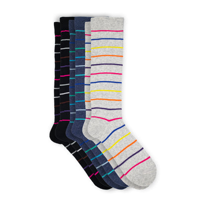 3-Pack Ladies Fancy Stripes Print Compression Socks