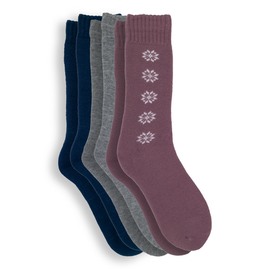 Ladies Snowflake Fancy Heat Crew Socks