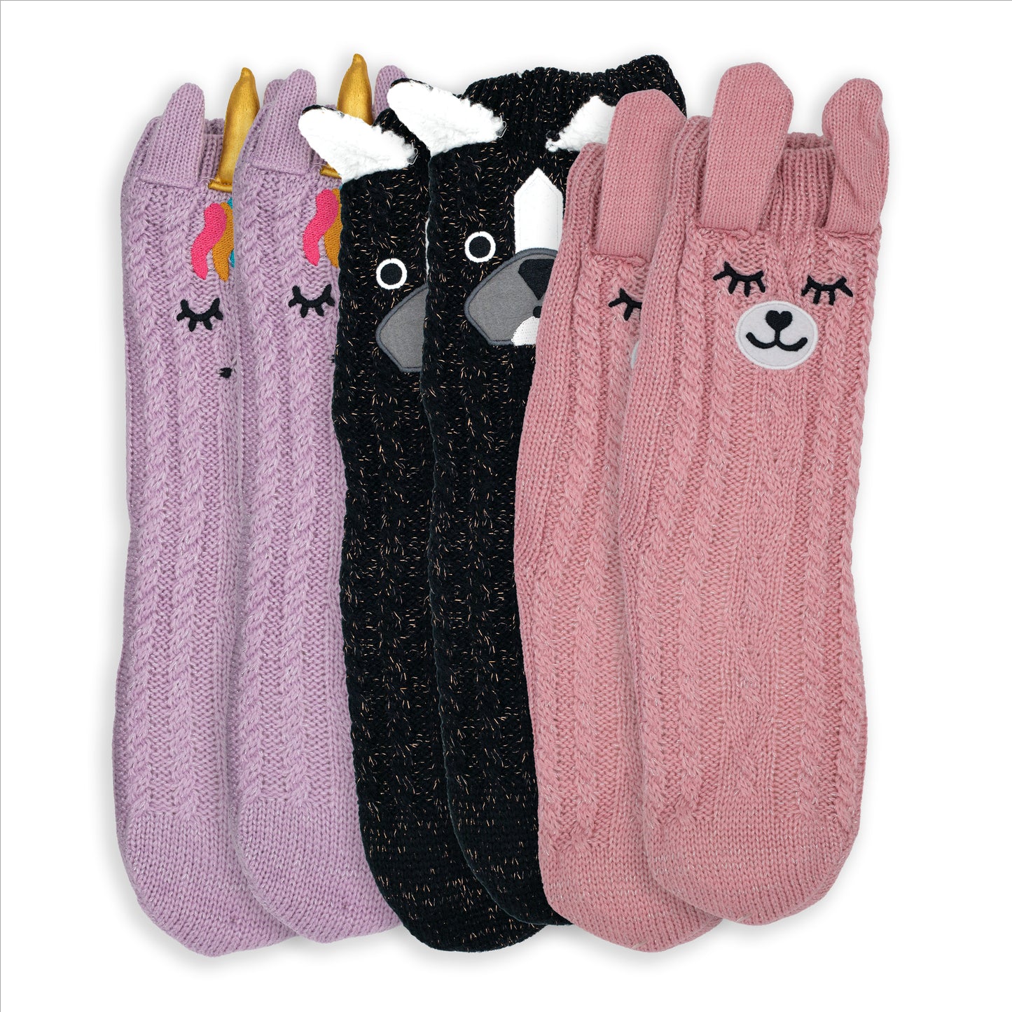 Ladies Knitted Novelty Non-Skid Socks