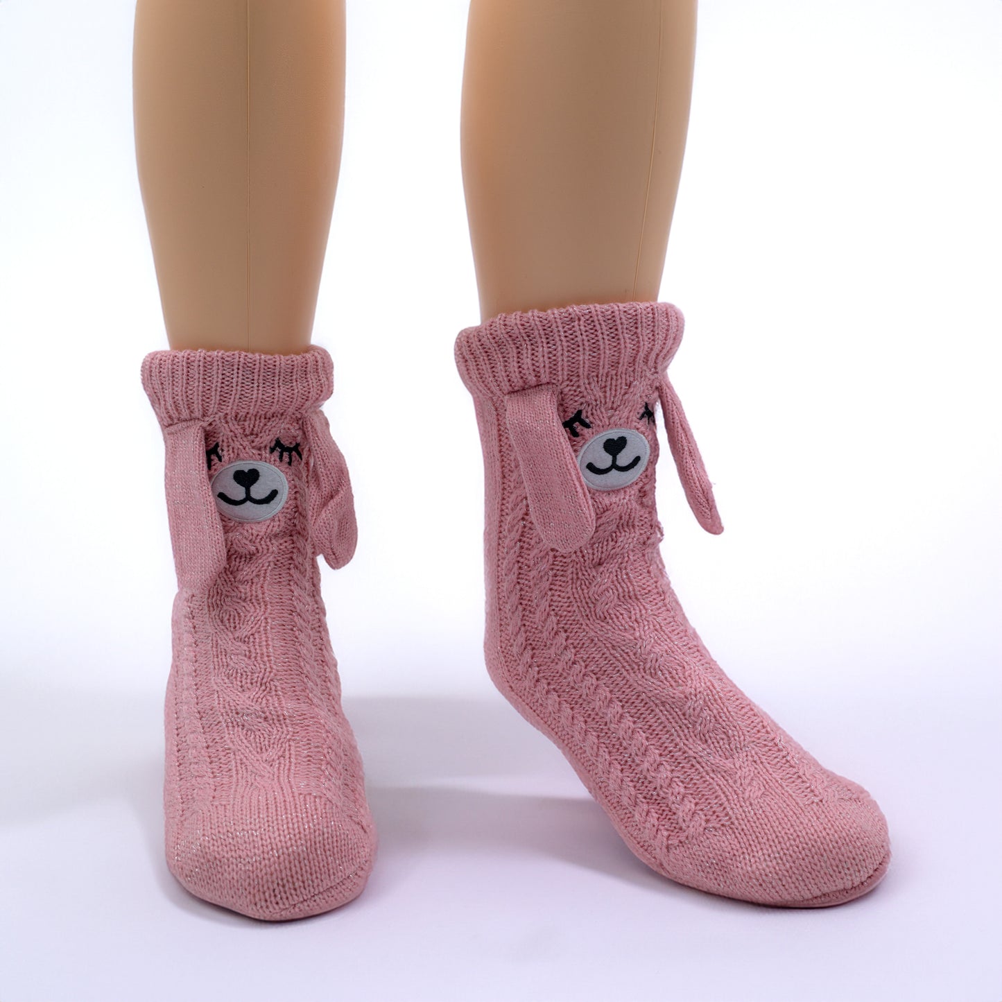 Ladies Knitted Novelty Non-Skid Socks