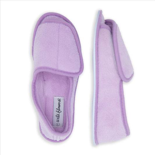 Ladies Open Toe Wide Width Velcro Slippers